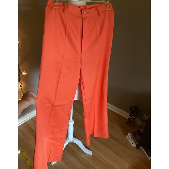Vintage Retro Sears Junior Bazaar Orange Bell Bottom Slacks - Picture 3 of 8